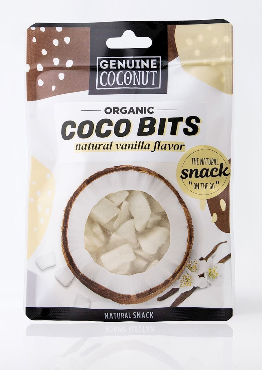 Coques de noix de coco fraîches au goût de vanille, sans gluten BIO 56 g - NOIX DE COCO AUTHENTIQUE