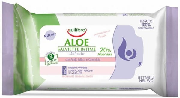 Lingettes EQUILIBRA à l'aloès pour l'hygiène intime