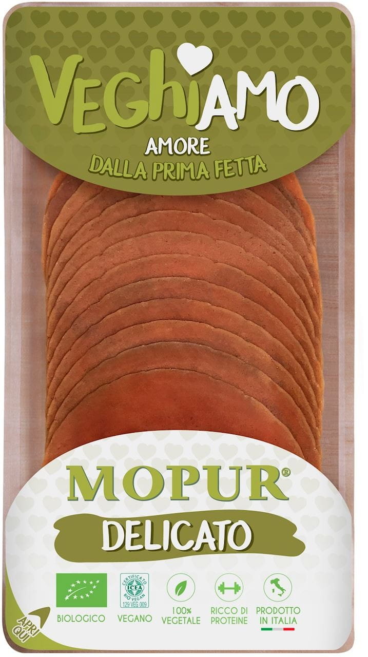 Produit végétalien A'LA saucisse délicate Mopur BIO 90 g - VEGHIAMO