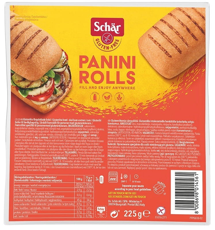 Rouleaux de panini - rouleaux de panini 225 g SCHÄR