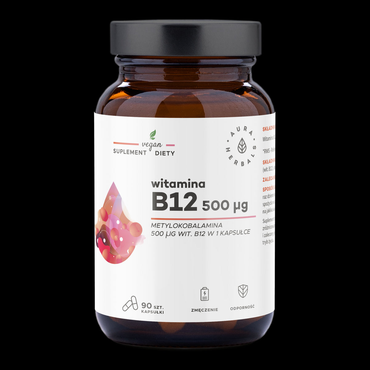 Vitamine B12 1000 µg méthylcobalamine 90 gélules Aura Herbals