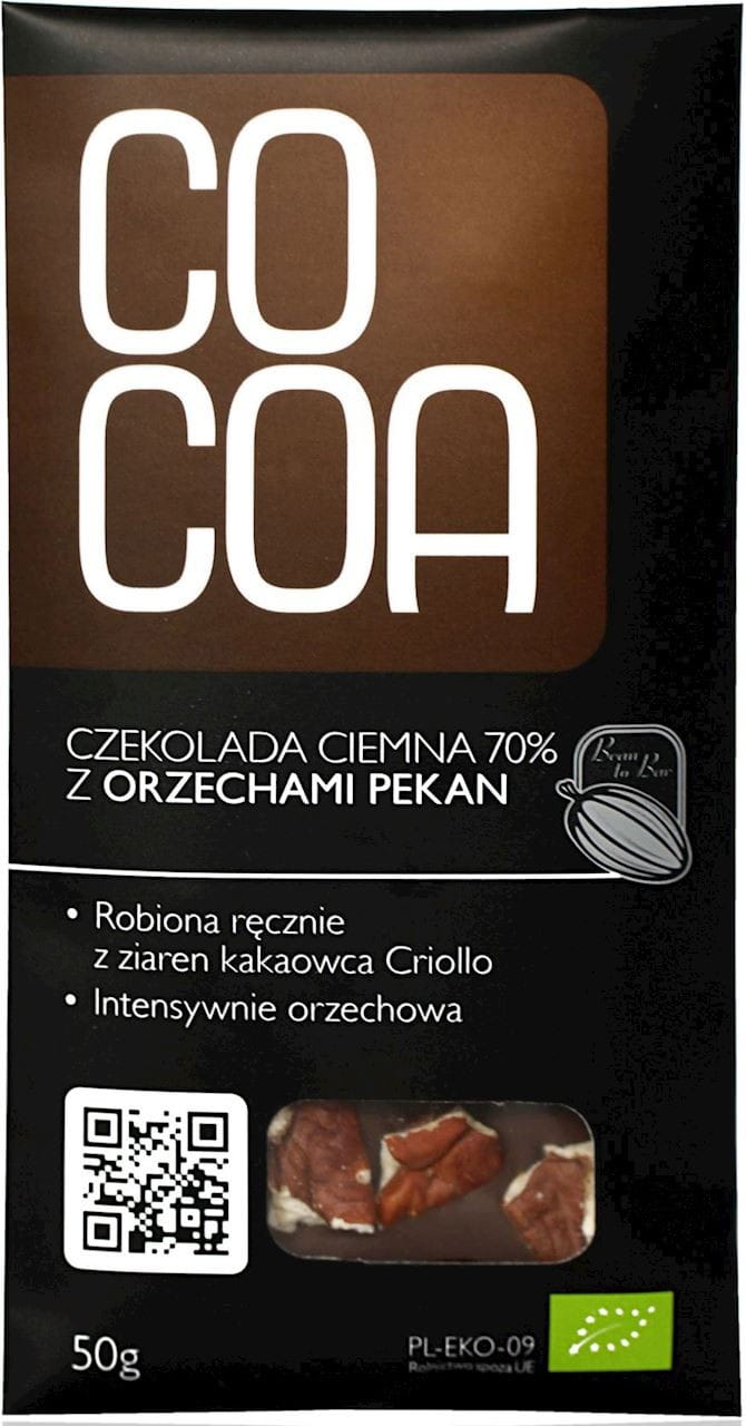 Chocolat noir 70% aux noix de pécan BIO 50 g - CACAO