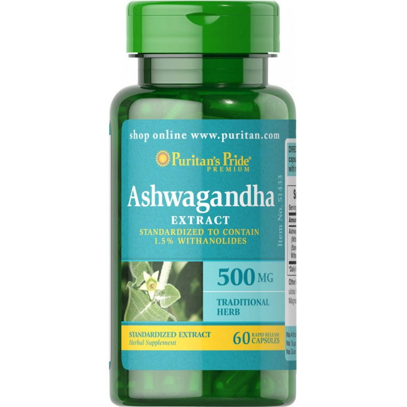 Extrait d'Ashwagandha 500mg 60 gélules PURITAN'S PRIDE