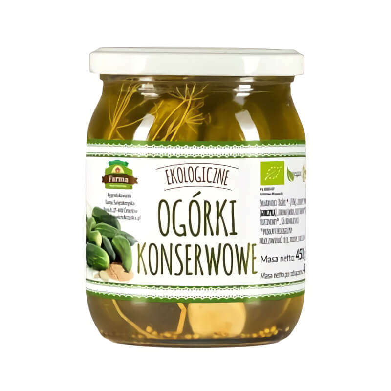 Concombres en conserve (avec vinaigre de cidre) sans gluten BIO 500 g (275 g) - FARMA ŚWIĘTOKRZYSKA
