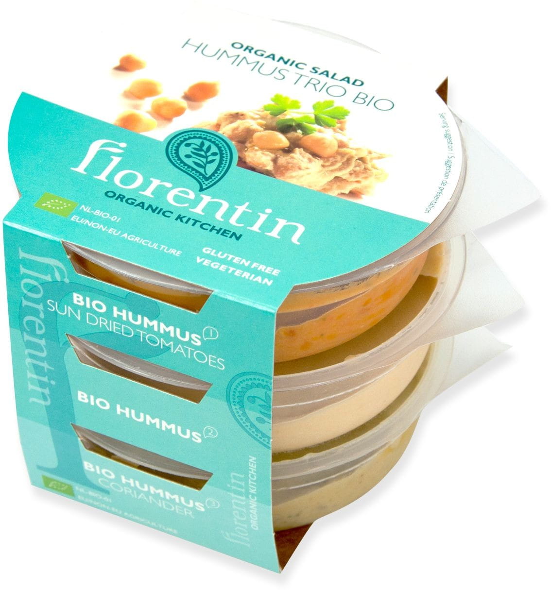 Trio de houmous sans gluten BIO 240 g - FLORENTIN