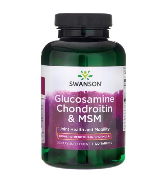 Glucosamine 500mg chondroïtine 400mg et soufre organique 200mg glucosamine chondroïtine & MSM 120 comprimés SWANSON