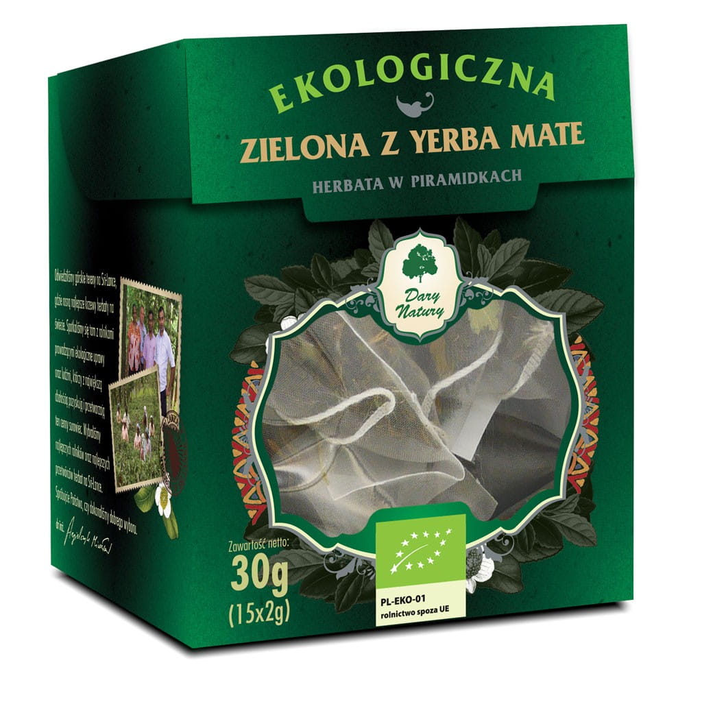 Thé vert à la pyramide de yerba maté BIO (15 x 2 g) - CADEAUX DE LA NATURE