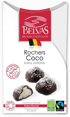 Chocolats belges fourrés à la noix de coco, équitables sans gluten BIO 100 g - BELVAS