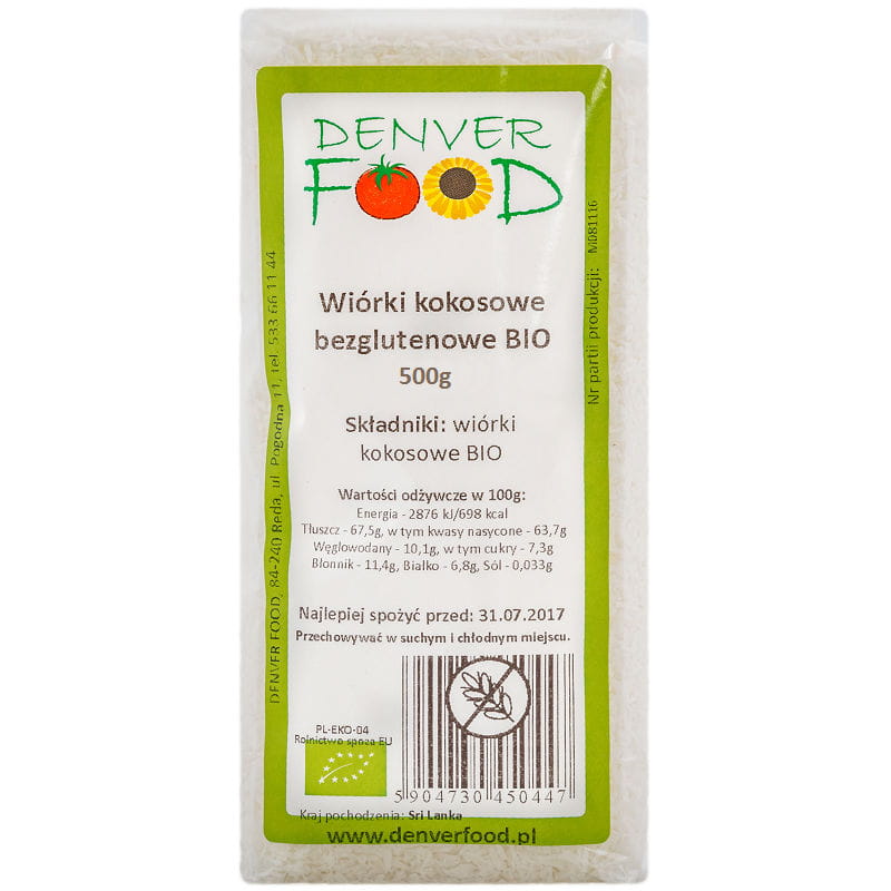 Copeaux de noix de coco sans gluten BIO 500g DENVER FOOD