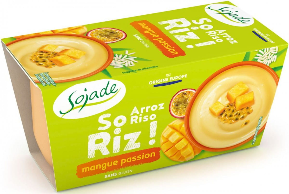 Entremet riz mangue - fruit de la passion sans lactose sans gluten BIO (2 x 100 g) - SOJADE