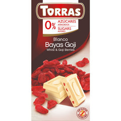 Chocolat blanc aux baies de goji sans sucre ajouté 75g TORRAS