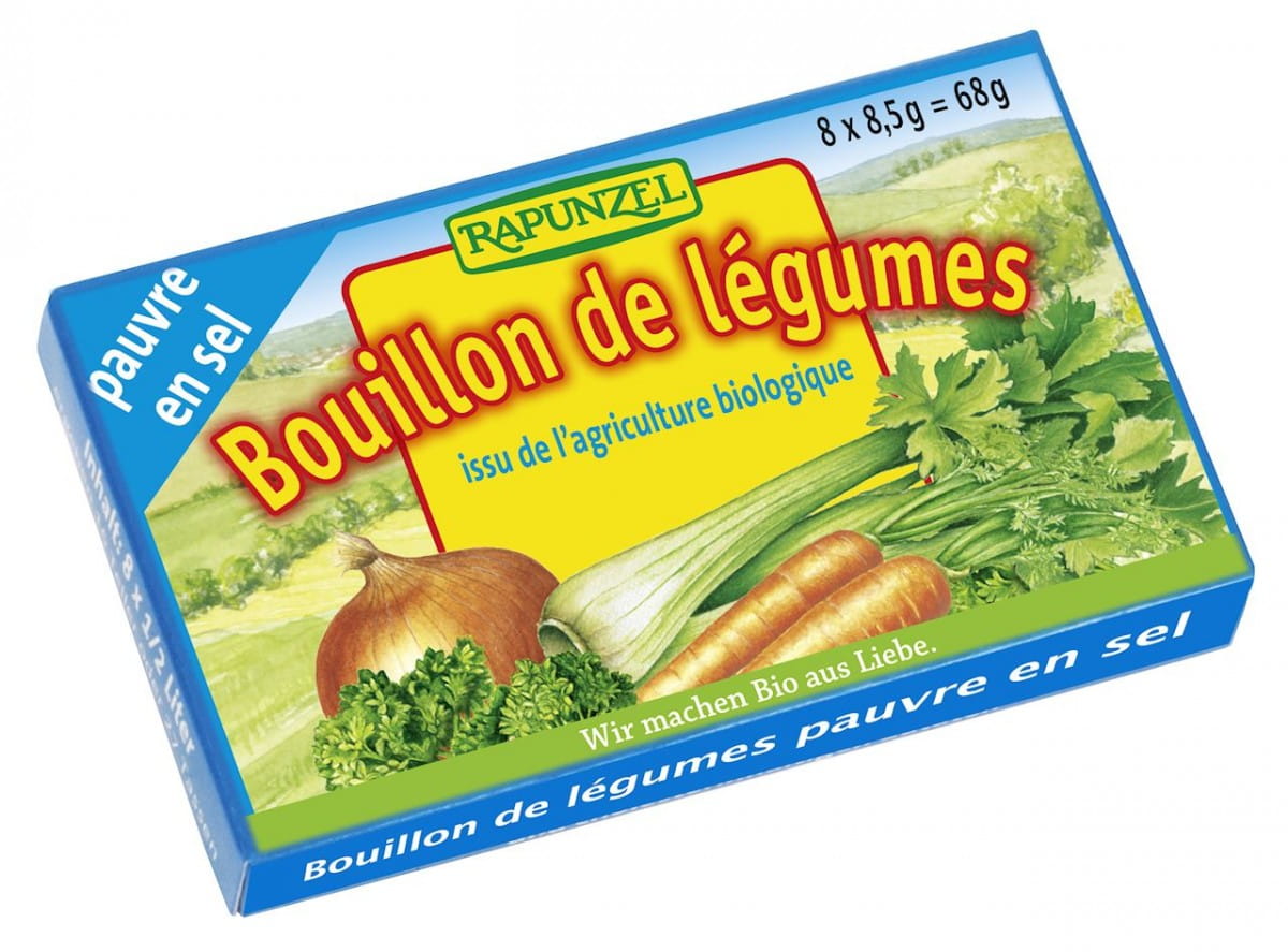Bouillon - cubes de légumes à teneur réduite en sel (bleu) BIO 8x85 g - RAIPONCE