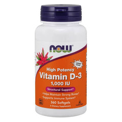 Vitamine D3 1000 ui D - 3 de lanoline 360 gélules NOW FOODS