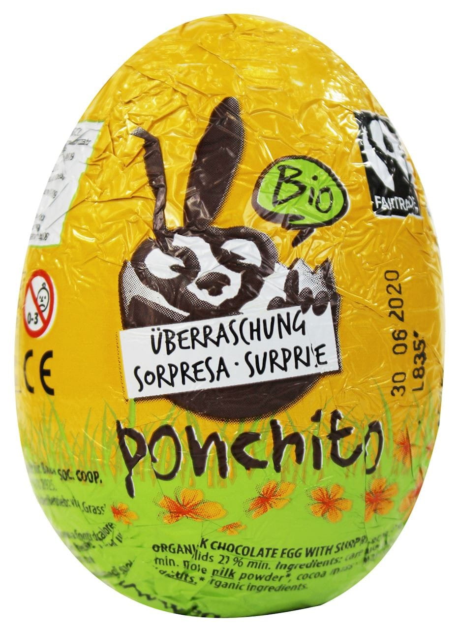 Oeuf surprise chocolat sans gluten commerce équitable BIO 50 g - PONCHITO