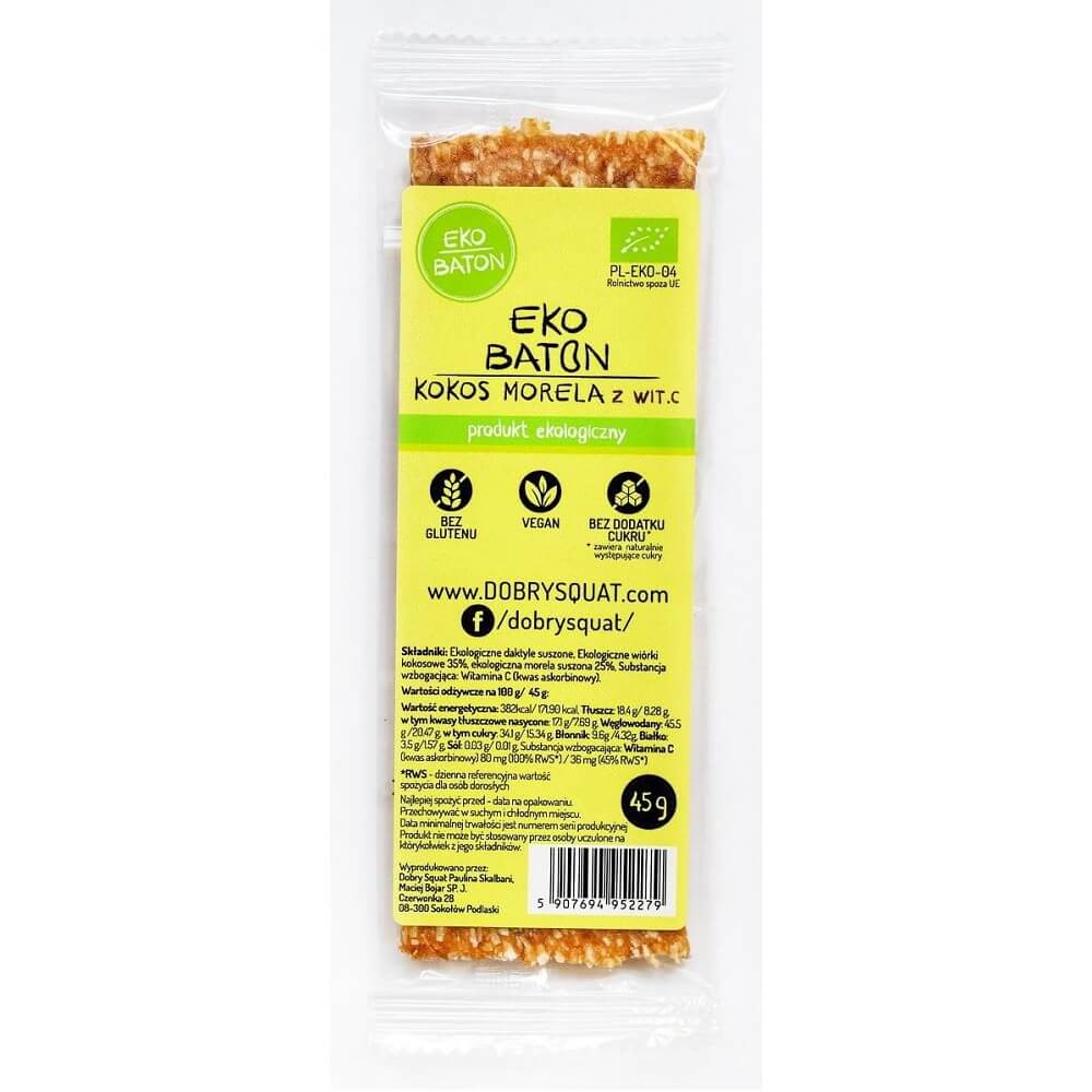 Barre abricot coco à la vitamine C BIO 45g GOOD SQUAT