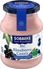 Yaourt myrtille - cassis 38% BIO 500 g (pot) - SOBBEKE