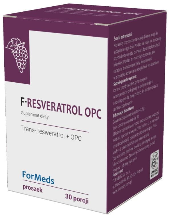 F - resvératrol opc trans - resvératrol 200mg + opc 200mg 30 portions 425g FORMEDS