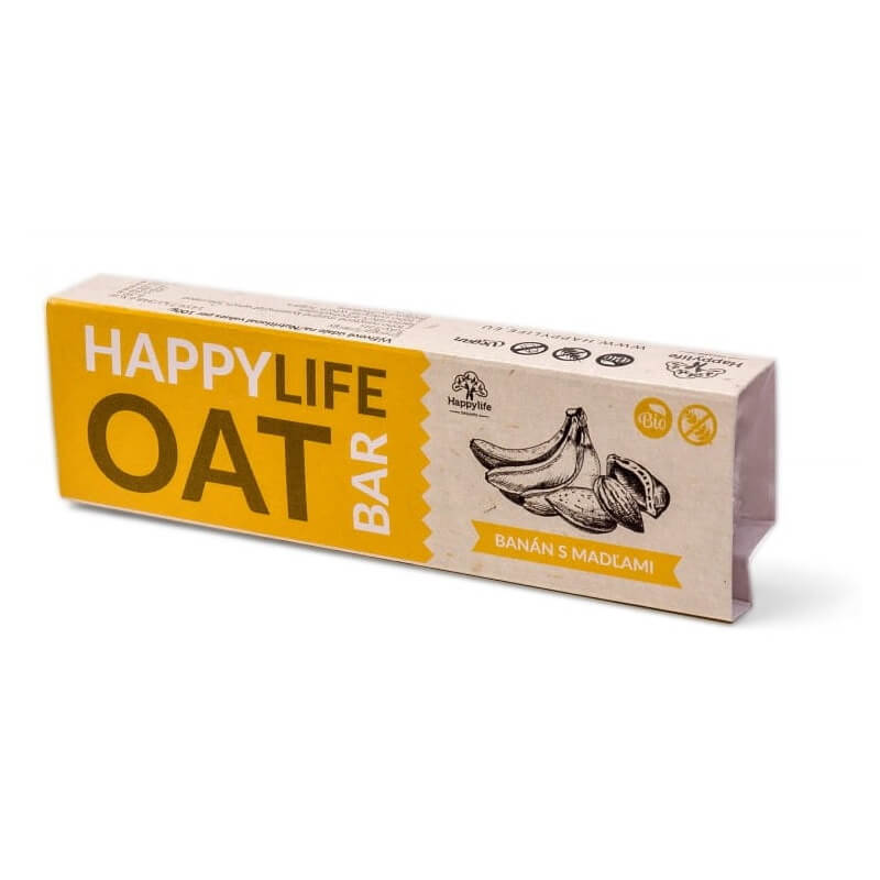 Barre avoine, banane, amande, sans gluten BIO 42 g HAPPYLIFE