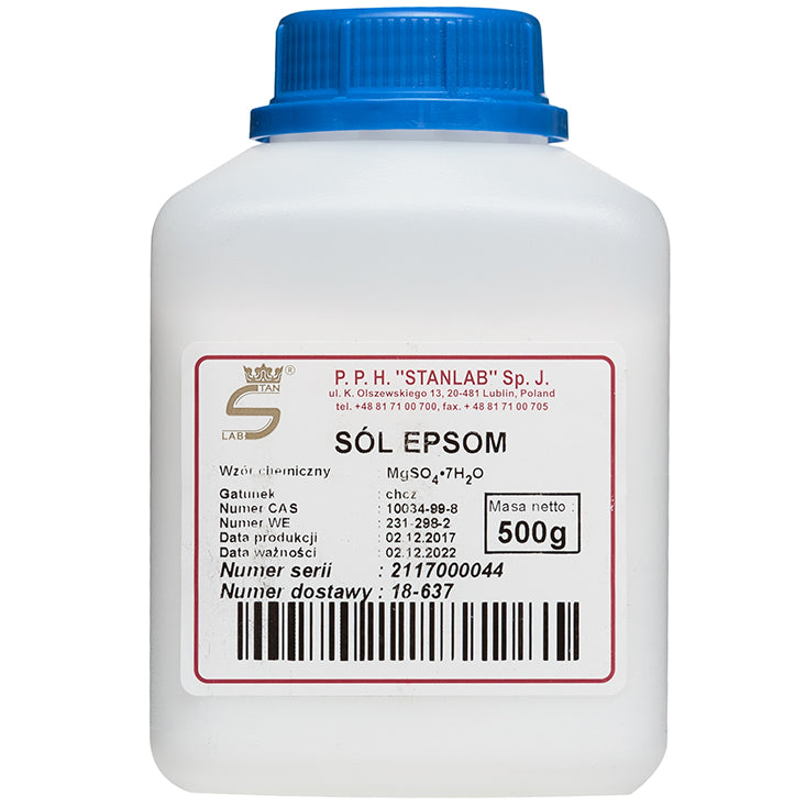 Sulfate de magnésium heptahydraté Sel d'Epsom amer 500g STANLAB